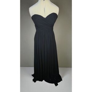 Bill Levkoff Black Ruched Strapless Sweetheart Neck Bridesmaid Dress Size 12